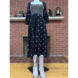 Free People Dahlia Inspired Black Floral Dress S/M
